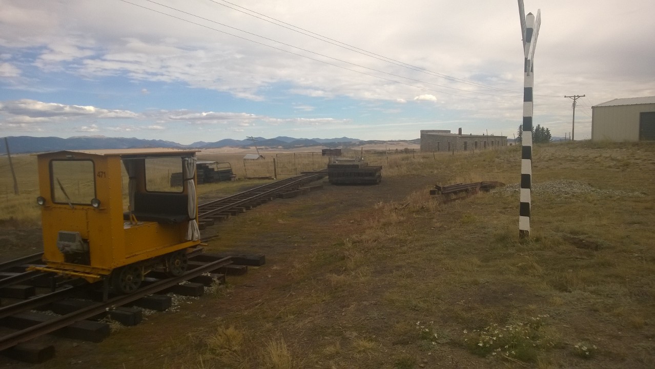 New rail and speeder, looking toward roundhouse